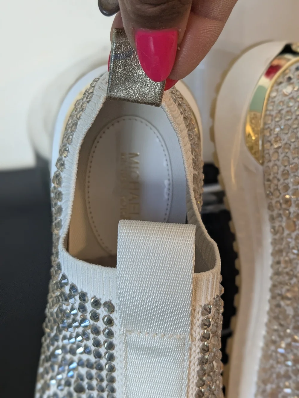 Michael Kors Gold Cream Blingy Rhinestone Sneakers